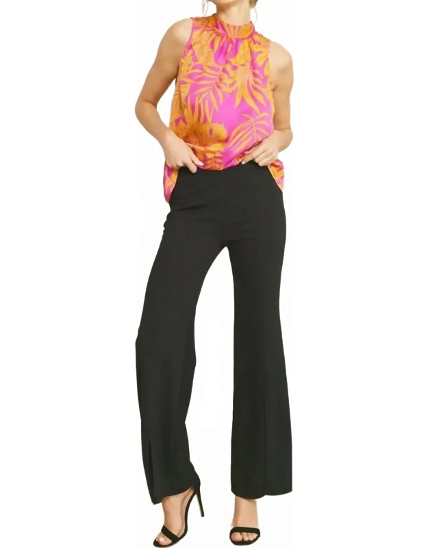 Tropical Leaf Print Halter Top