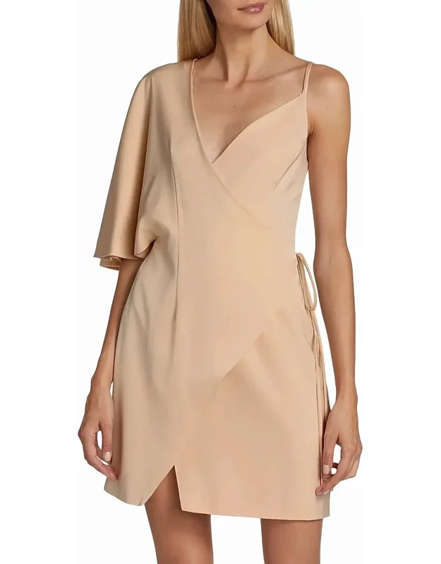 Laurel Wrap Silhouette Flutter Sleeve Mini Dress