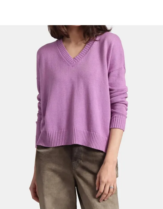 Cotton Cashmere Boxy V-neck Sweater