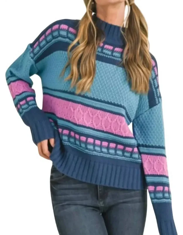 Mock Neck Cable Knit Sweater