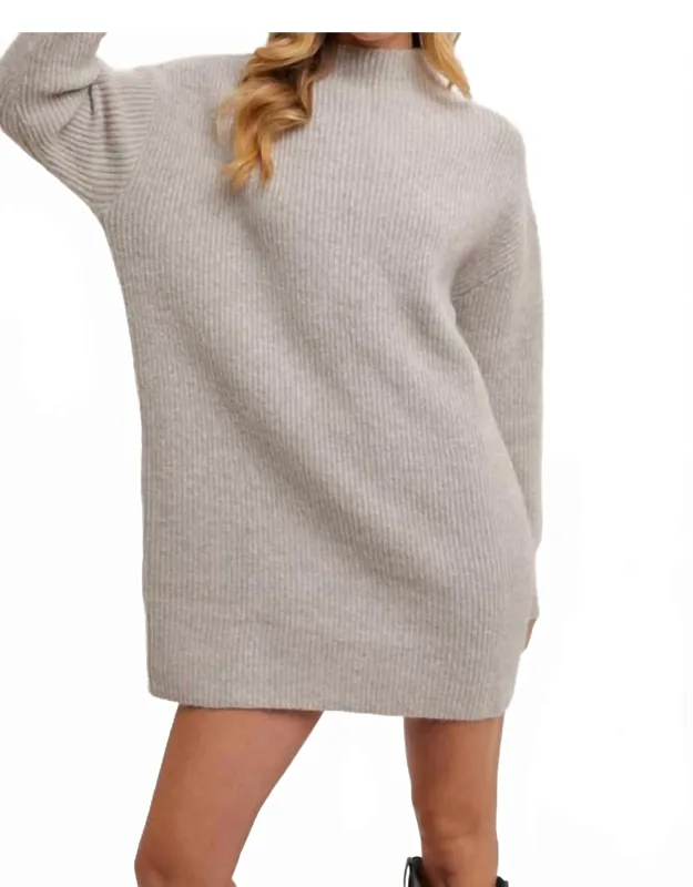 Mock Neck Knit Sweater Dress