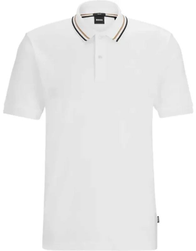 Slim-fit Polo Shirt With Striped Collar, Crafted In Mercerized Cotton