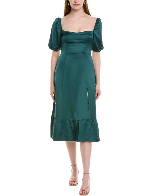 Midi Dress With Scoop Neck And Smocked Back