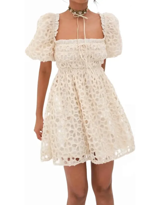 Brooke Mini Dress With Puff Sleeves And A-line Skirt