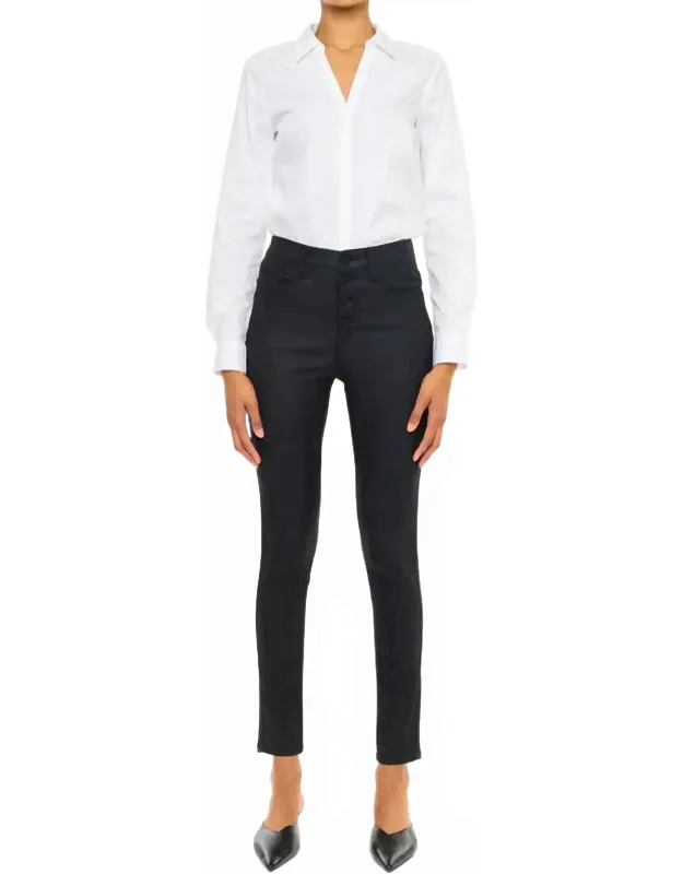 High Rise Faux Leather Jeans