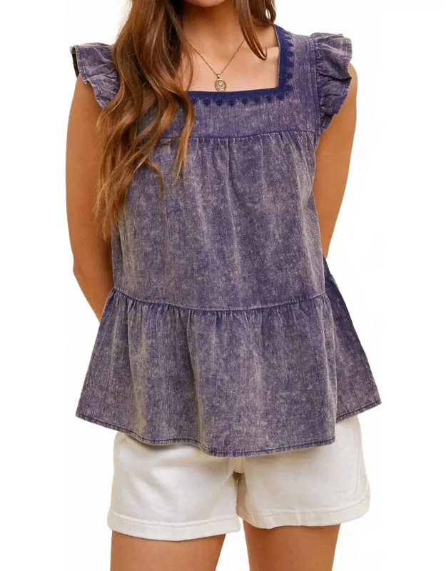 Square Neck Ruffle Blouse