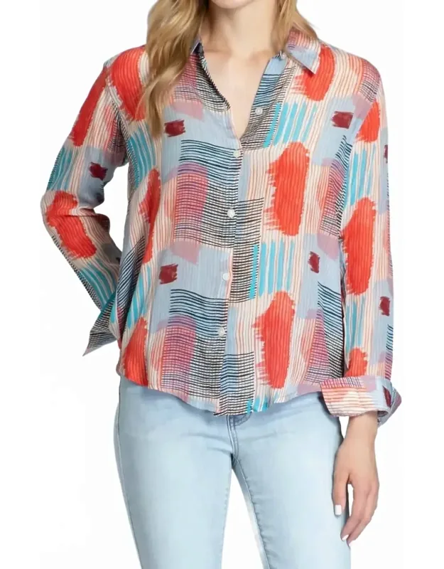 Roll Sleeve Button Up Top - Tailored And Soft To The Touch