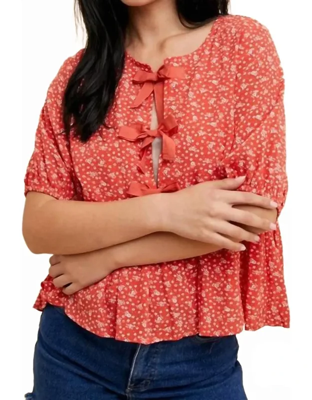 Floral Bow Tie Top