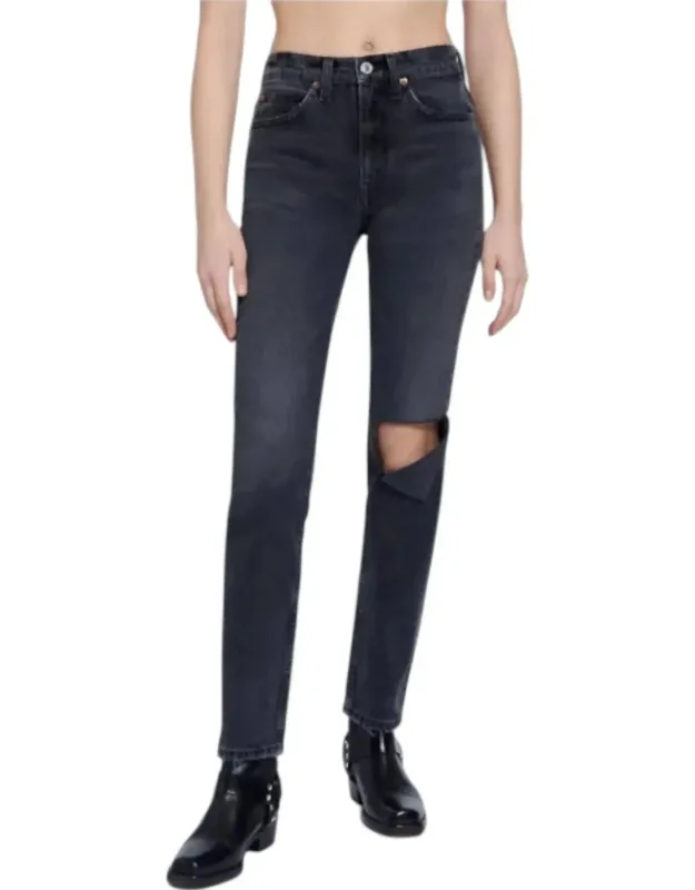 70's Straight Leg Jeans With Rip