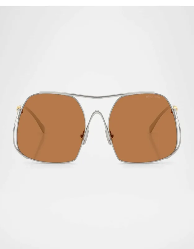 A55s Square Sunglasses With Oversized Lenses And Sleek Double Brow Bar