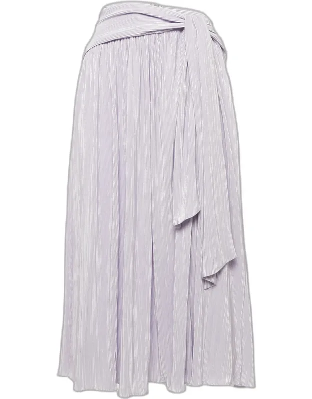 Lurex Plisse Knotted Midi Skirt