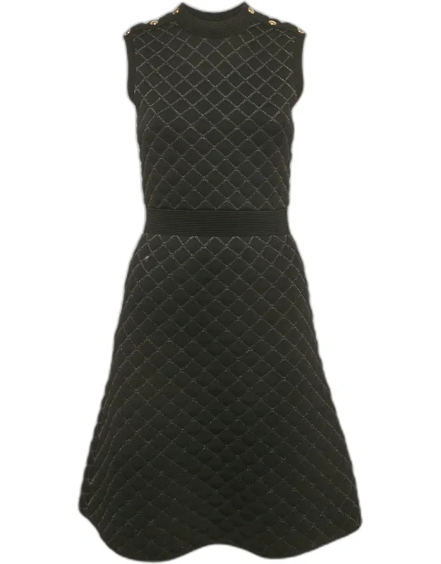 Quilted Knit Sleeveless Mini Dress
