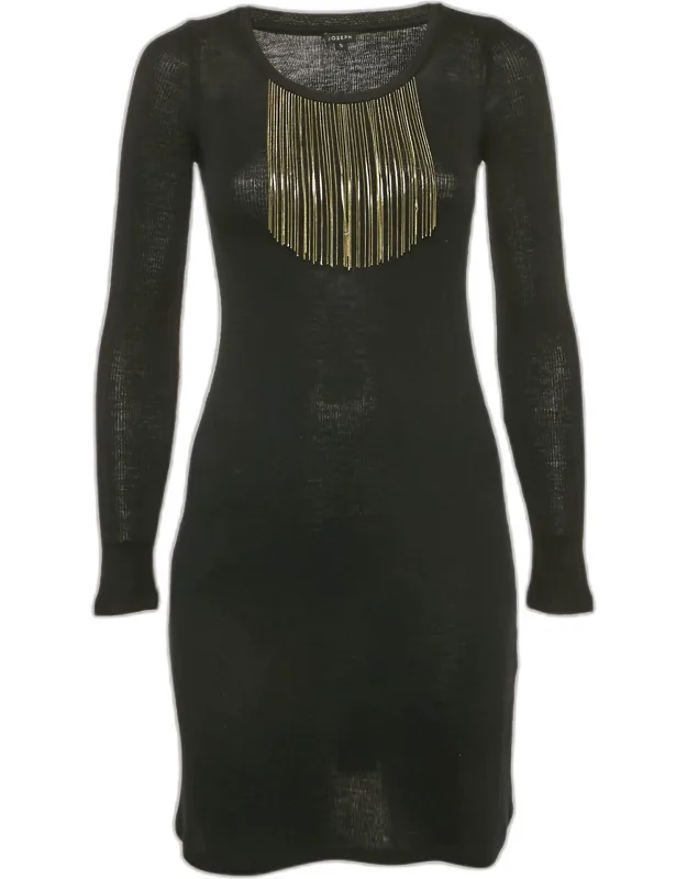 Wool Knit Neck Detail Mini Dress