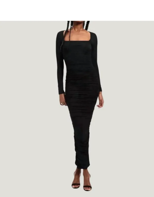 Ruched Square-neck Maxi Dress