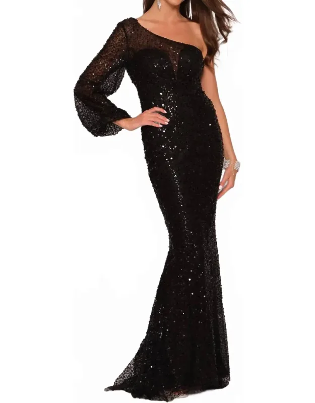 One Shoulder Long Sleeve Dress