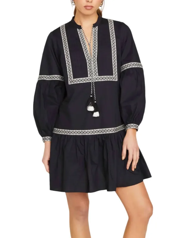 Mimi Dress With Tassel Detail And Long Sleeves