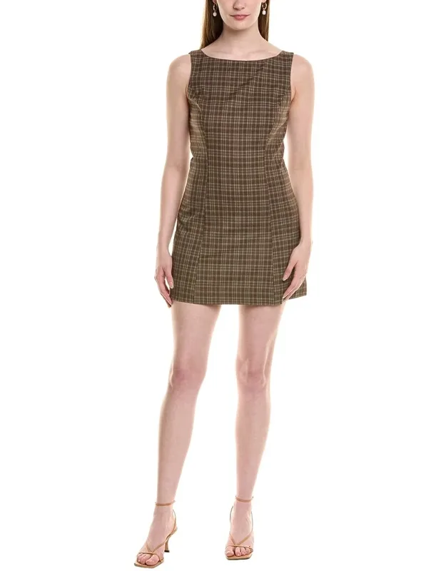 Mini Dress With Center Back Zipper And Hook-and-eye Closure