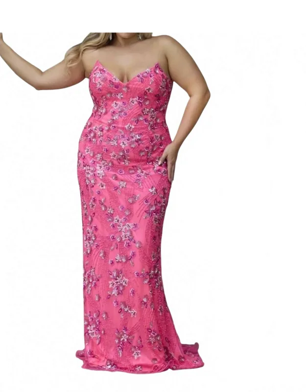 Strapless V Neck Prom Dress