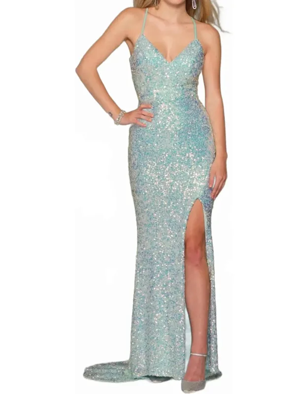 V Neck Side Slit Dress