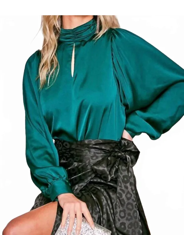 Mock Neck Long Sleeve Blouse