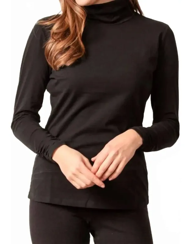 Ruched Turtleneck Top With Long Sleeves And Stylish Detail