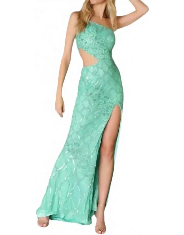 Side Cut Out One Shoulder Prom Dress