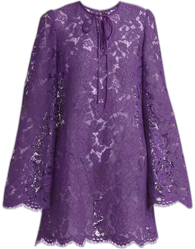 Lace Long-sleeve Mini Dress