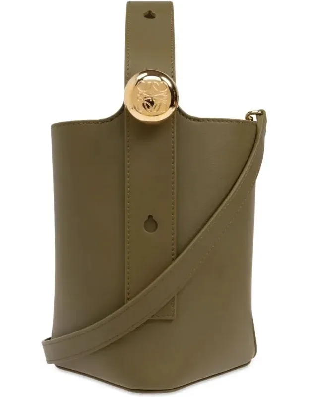 Smooth Leather Mini Pebble Bucket Bag