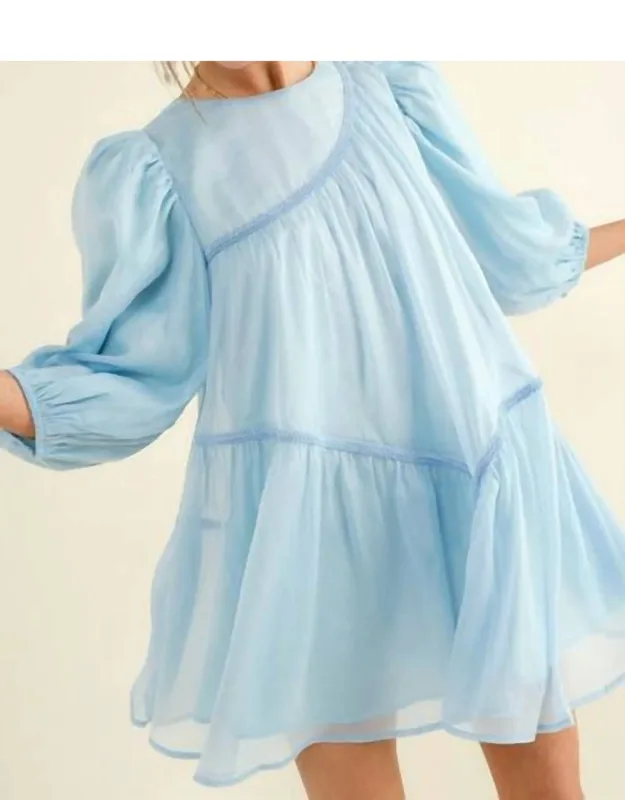 Puff Sleeve Braided Mini Dress