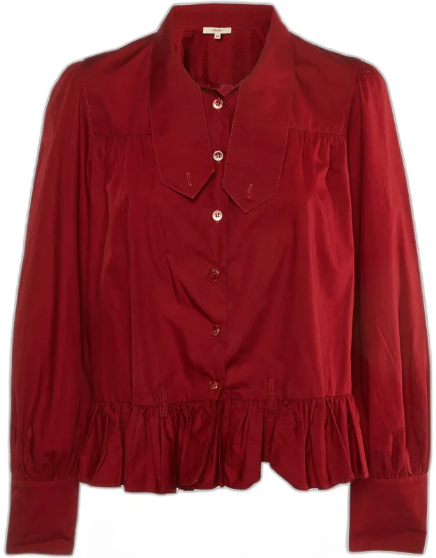 Cotton Ruffle Button Front Shirt