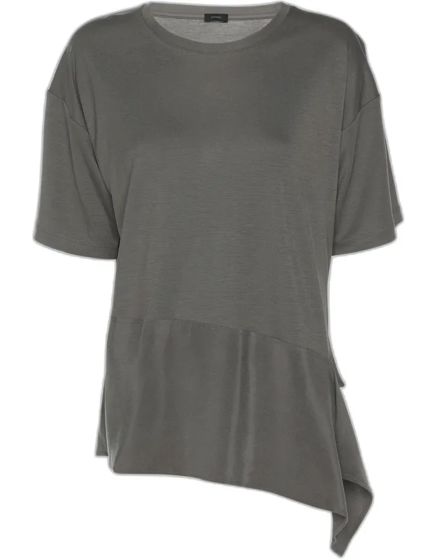 Lyocell Silk Ruffle Detail T-shirt
