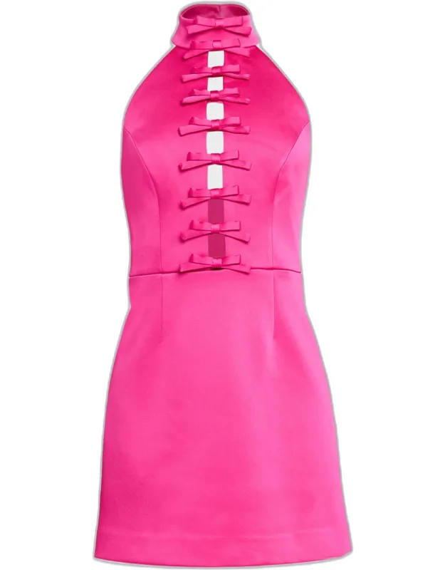 Cutout Bow-front Halter Mini Dress