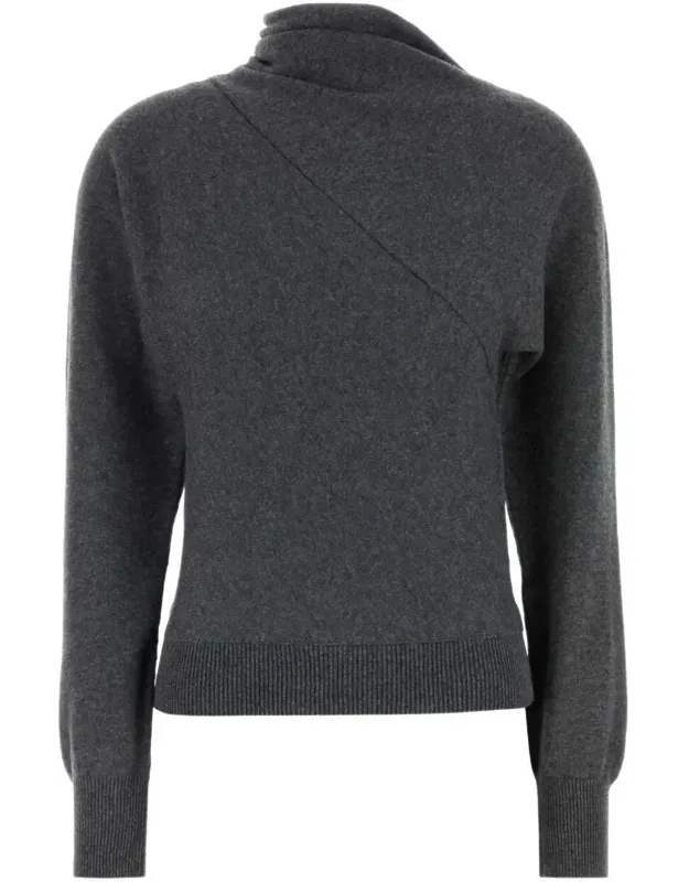 Wrap Collar Cashmere Blend Sweater
