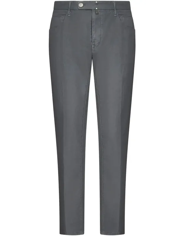 Trousers With Front Buttons Fly Closure And Extended Waistband Tab
