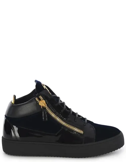 "zanotti Sneakers Hi-top With Blue Velvet Inserts"