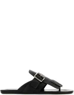 Leather Shuffle Thong Slippers