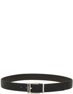 Square Buckle Reversible And Adjustable Grained Leather Belt