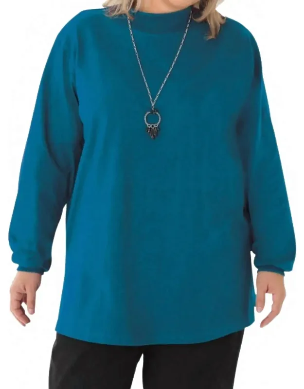 Jersey Mock Turtleneck Long Sleeve Top