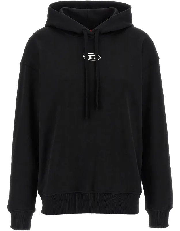 F-buxt-hood-od Hoodie With Front Injection Oval D Logo And Long Cuffed Sleeves