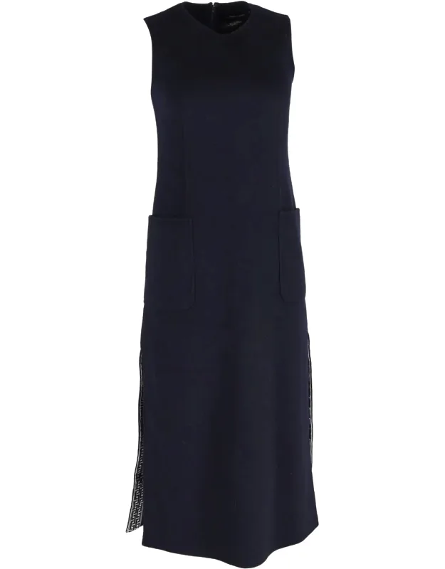 Side Slit Midi Dress With Pockets