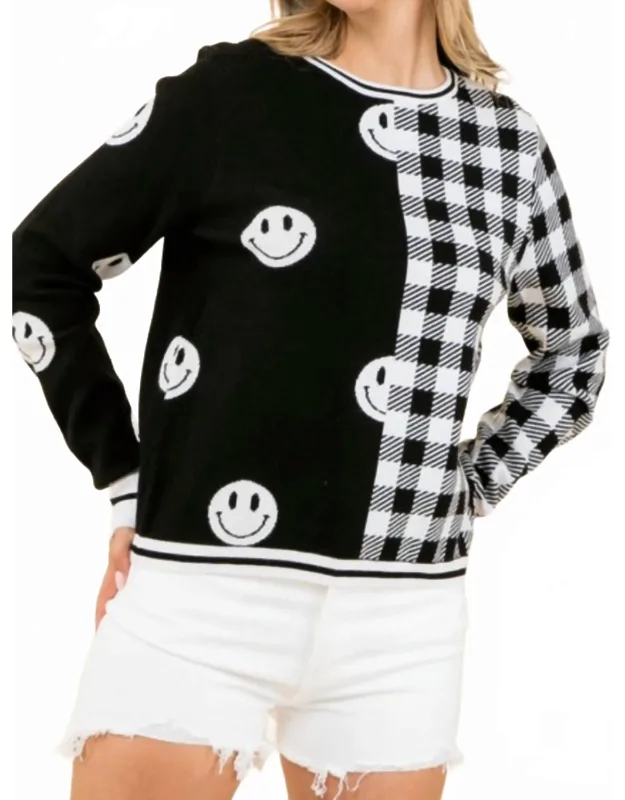 Smiley Checkered Sweater