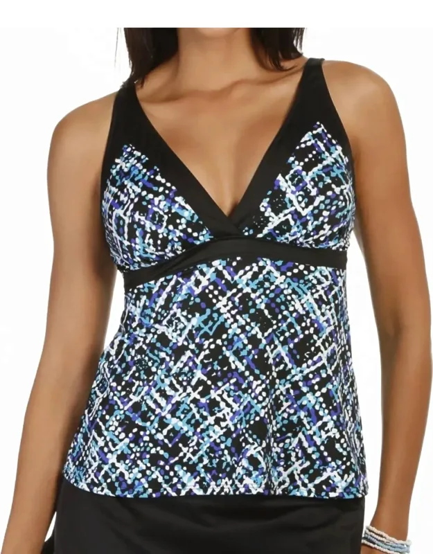 V-neck Framed Surplice Tankini Top