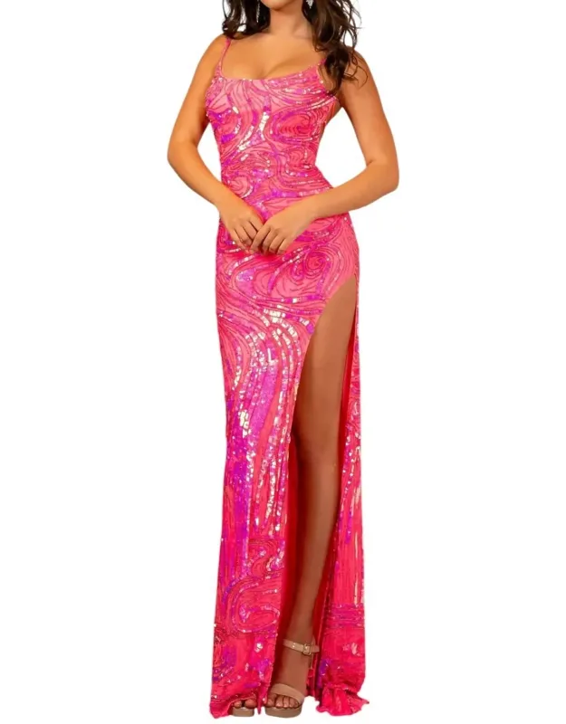 Swirl Motif Prom Dress