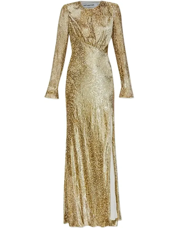 Gold Fil Coup Maxi Dress