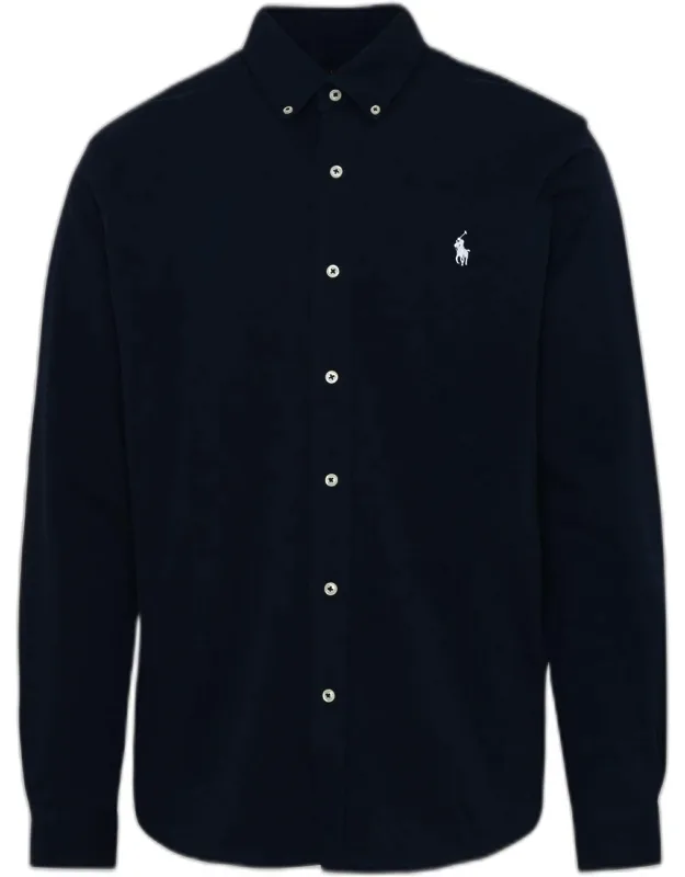 Cotton Shirt With Pointed Collar And Embroidered Logo