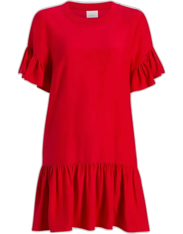 Ruffle Silk T-shirt Dress