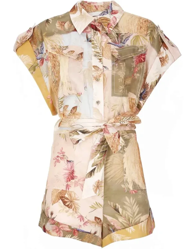 Dress With Collar And Short Sleeves
