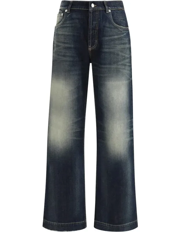 Jeans With Wide Leg Style And Vintage Effect