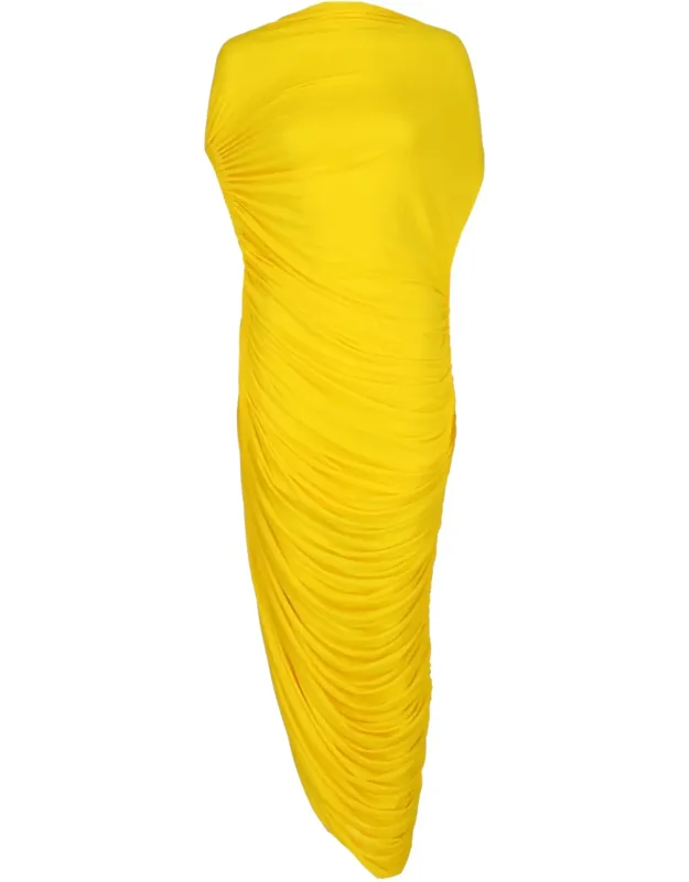 Asymmetric Draped Midi Dress