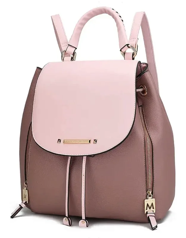 Kimberly Vegan Leather Fashion Backpack With Luxurious Gold Tone Embellishments And Adjustable Strap